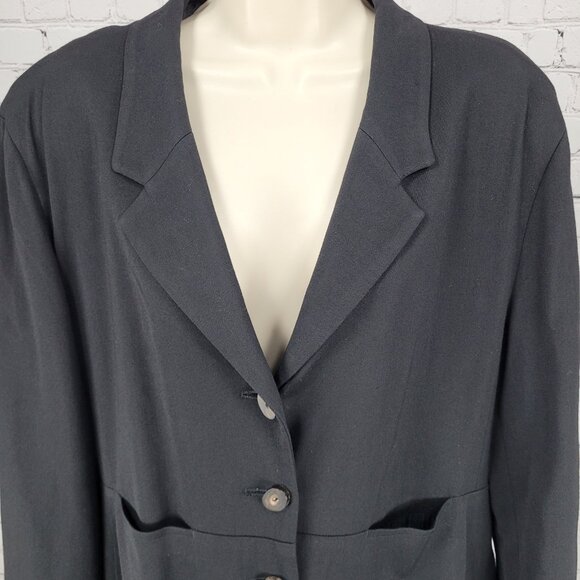 VTG J. Jill Black Wool Blend Stretch Lightweight Buttoned Lined Coat Size 18 - Picture 7 of 16